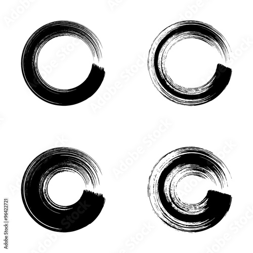 Black vector circle brush strokes