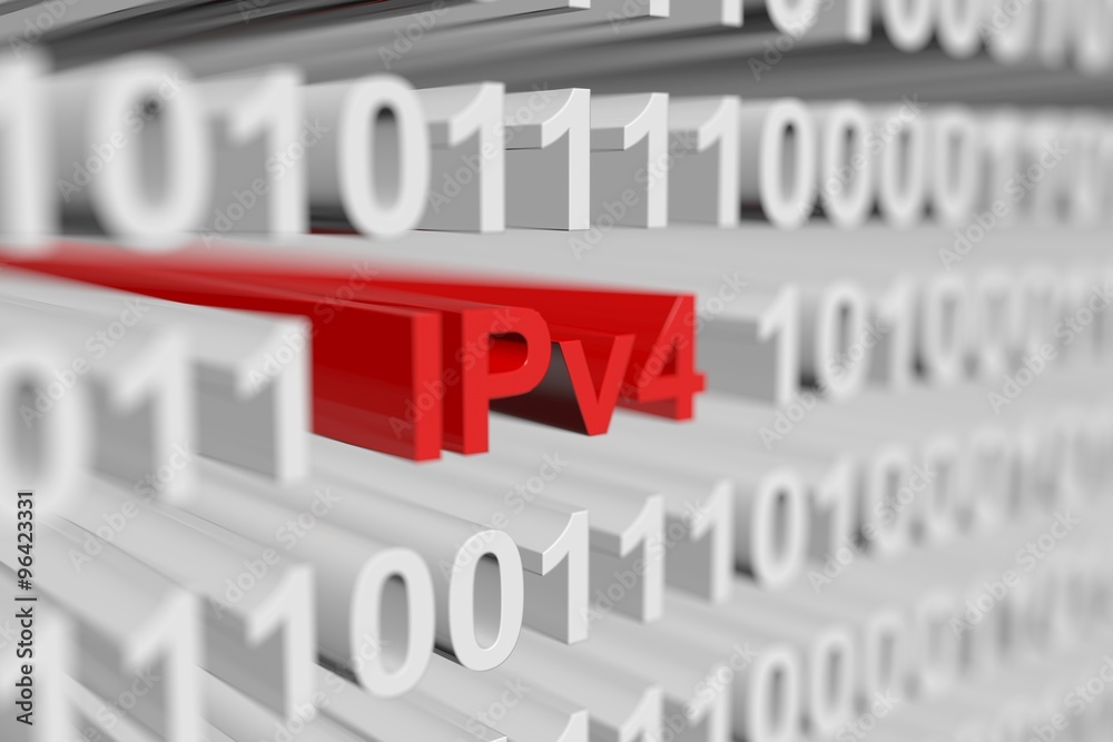 IPv4 is represented as a binary code with blurred background