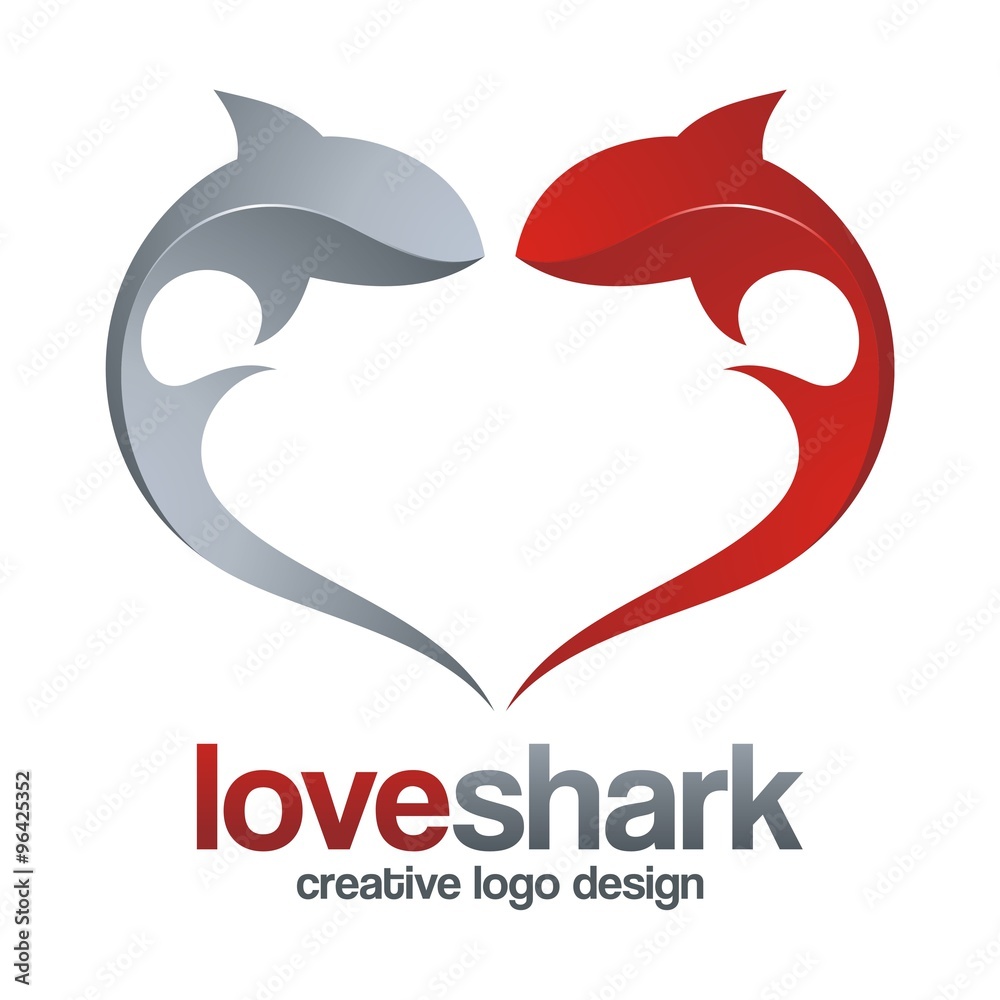 Obraz premium Creative Logo Design of Love Shark