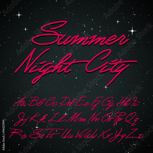 Hand Written Cursive Retro Font. Vector Calligraphic Alphabet with uppercase and lowercase letters