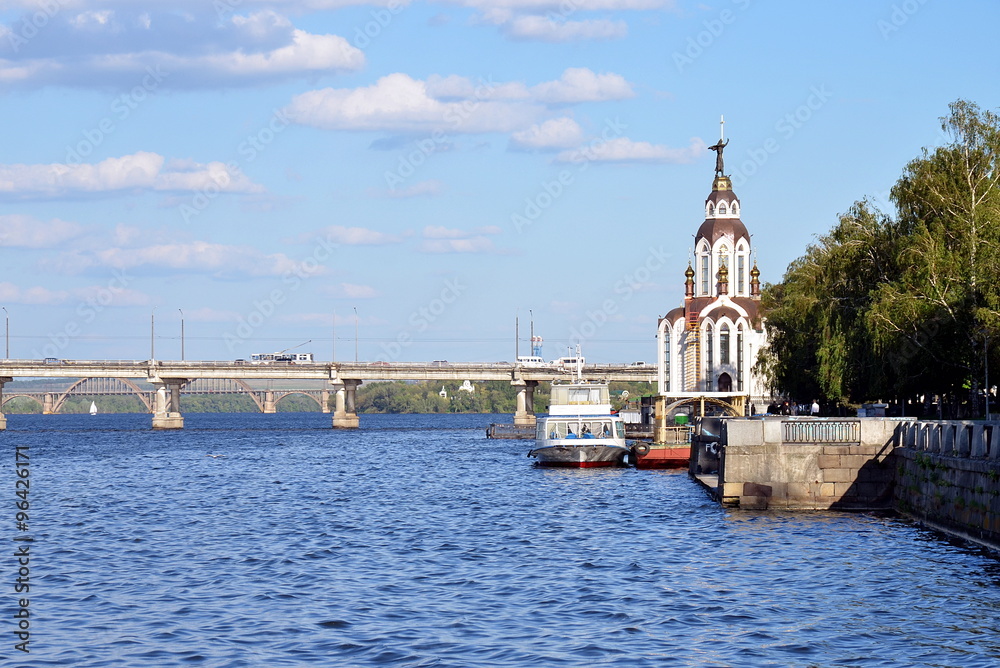 Dnipropetrovsk city quay, Dnieper river, Ukraine Dnipropetrovsk city quay, Dnieper river, Ukraine