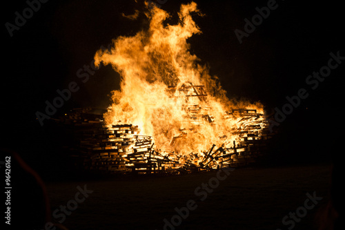 Roaring Bonfire with crates