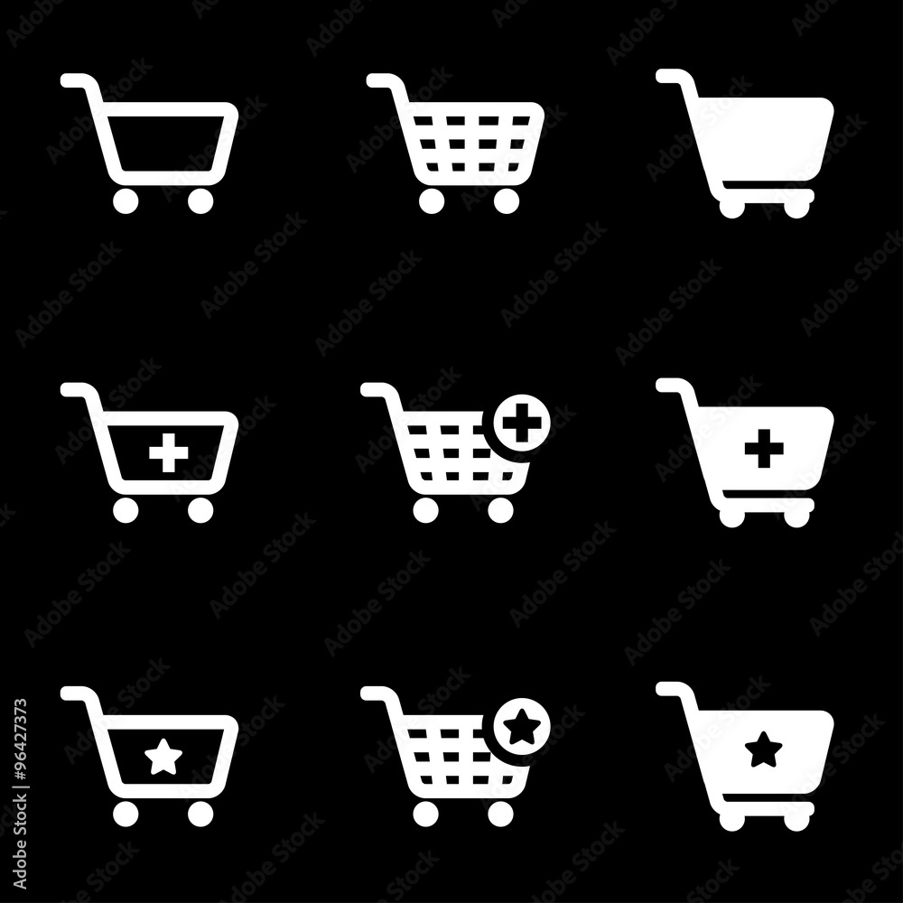 Vector white shopping cart icon set. Shopping Cart Icon Object, Shopping Cart Icon Picture, Shopping Cart Icon Image - stock vector