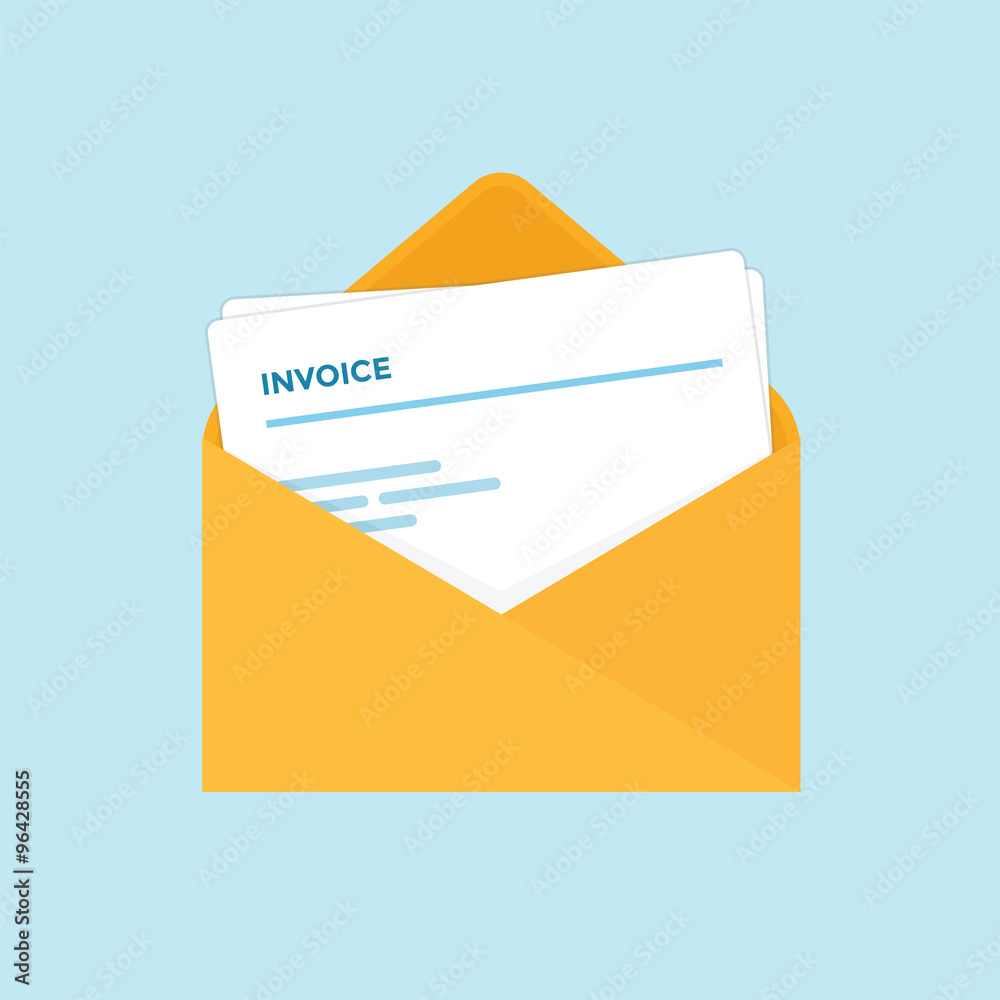 Invoice paper bill comes from envelope need to pay Invoice paper bill comes from envelope need to pay