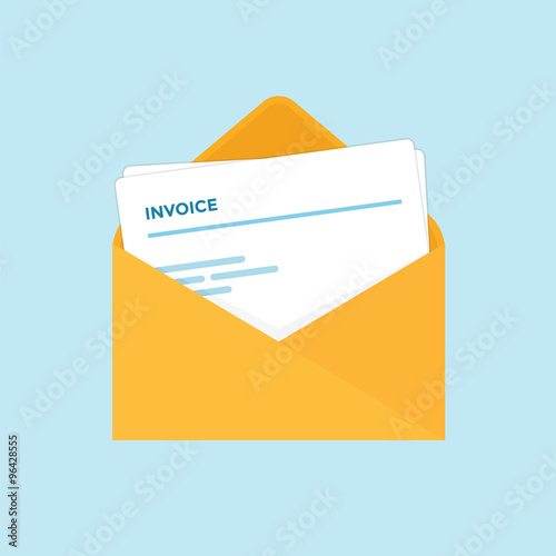 Invoice paper bill comes from envelope need to pay