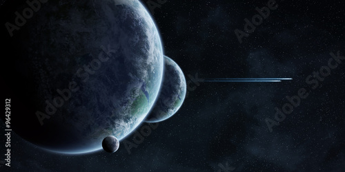 Fototapeta Naklejka Na Ścianę i Meble -  Sunrise over planets in space