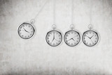 A pocket watch as a swing of the pendulum. Concrete background. 3D rendering. Time is money concept.