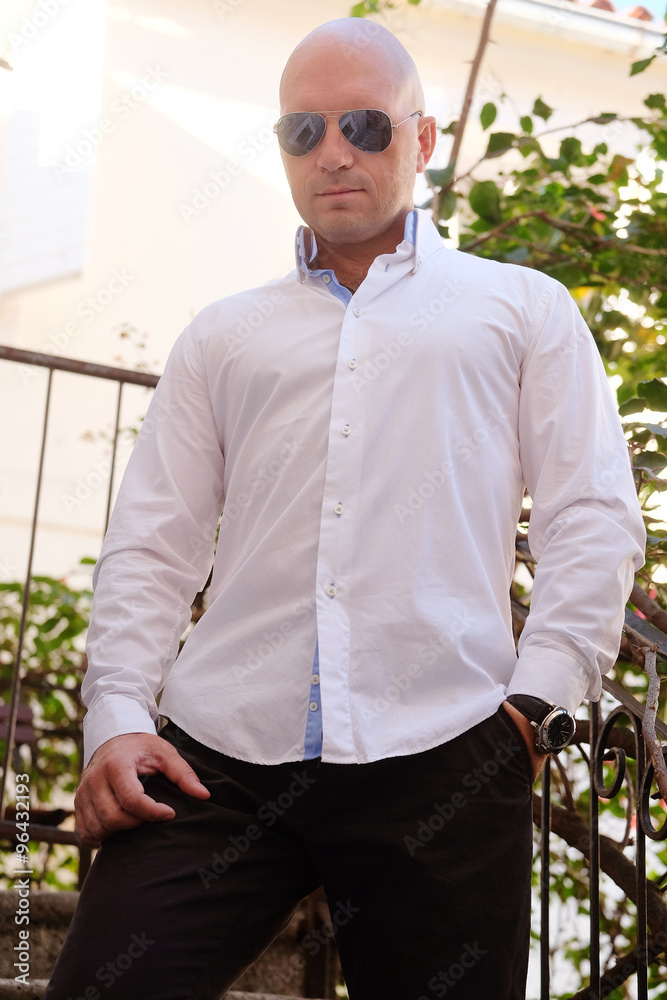 Portrait of a bald headed man