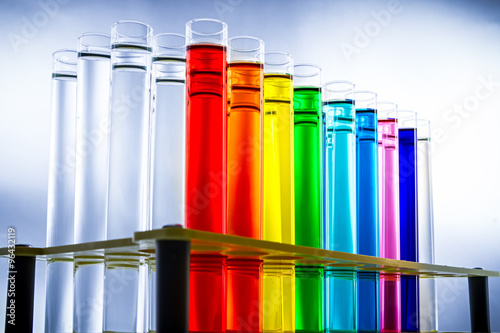colorful chemicals in test tubes