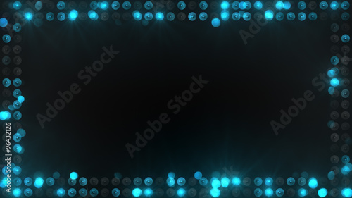 frame of blue lighting bulbs