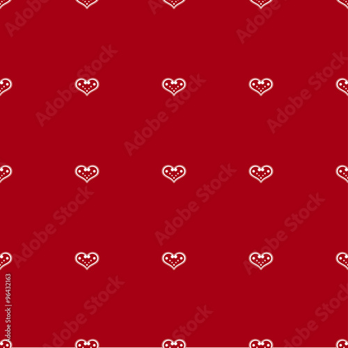 Seamless vector background with decorative hearts and polka dots