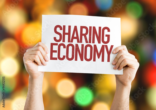 Sharing Economy placard with bokeh background
