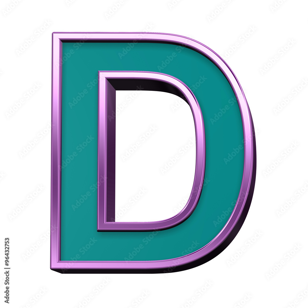 One letter from blue glass with purple frame alphabet set, isolated on white. Computer generated 3D photo rendering. One letter from blue glass with purple frame alphabet set, isolated on white. Computer generated 3D photo rendering.