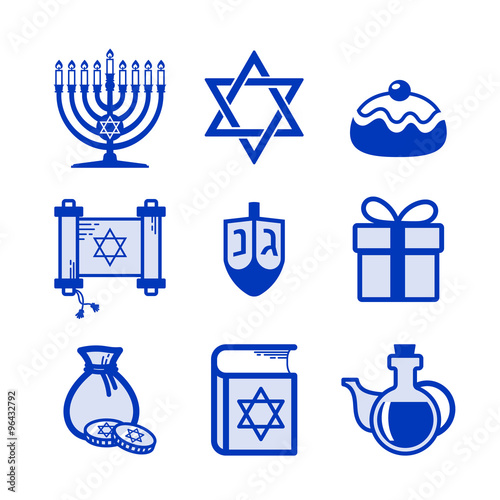 Hanukkah icons set