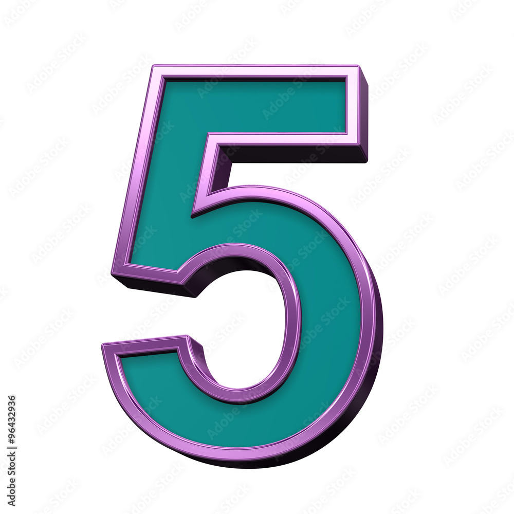One digit from blue glass with purple frame alphabet set, isolated on white. Computer generated 3D photo rendering. One digit from blue glass with purple frame alphabet set, isolated on white. Computer generated 3D photo rendering.