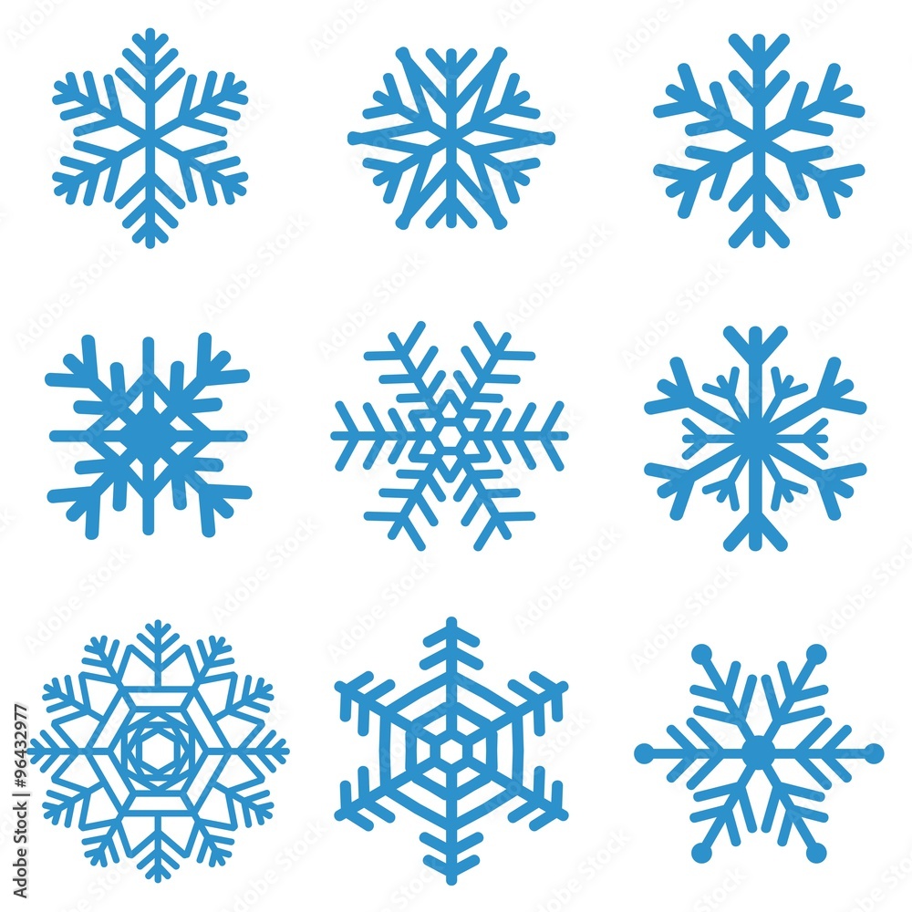 Set of blue Snowflakes Set of blue Snowflakes