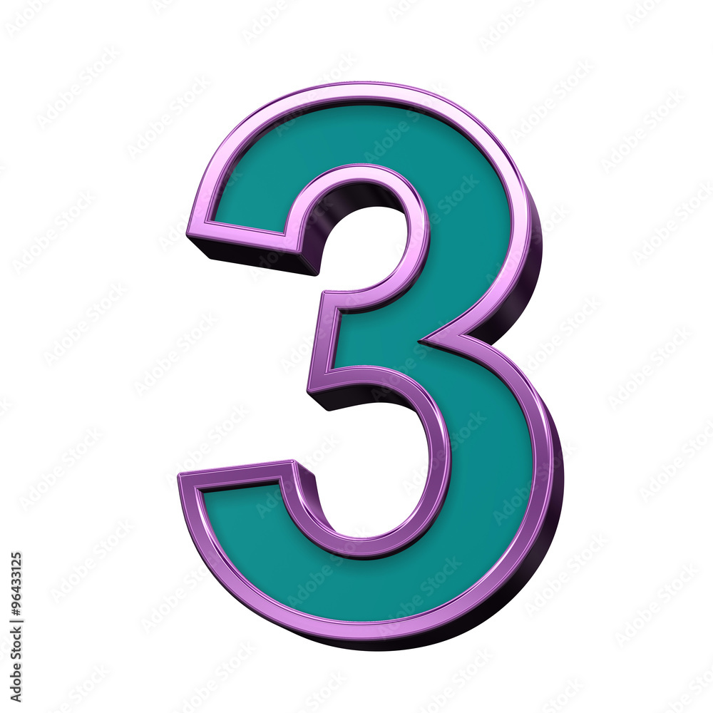 One digit from blue glass with purple frame alphabet set, isolated on white. Computer generated 3D photo rendering. One digit from blue glass with purple frame alphabet set, isolated on white. Computer generated 3D photo rendering.