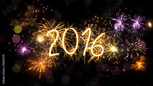 new year 2016 sparkler sign...