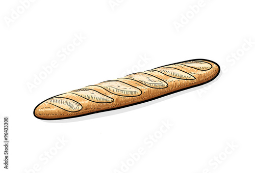 Baguette, a hand drawn vector illustration of a Baguette bread, the main sketch, colors, and background shadow are on their own separate groups for easy editing.
