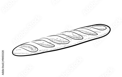 Baguette Doodle, a hand drawn vector doodle illustration of a Baguette bread.