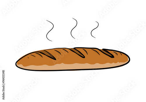 Baguette Bread, a hand drawn vector illustration of a steamy bread.