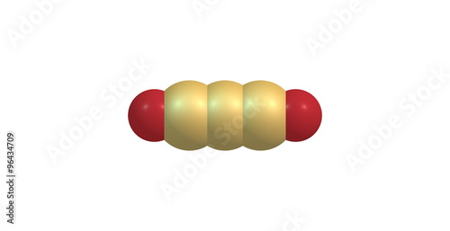 Carbon suboxide molecule isolated on white photo
