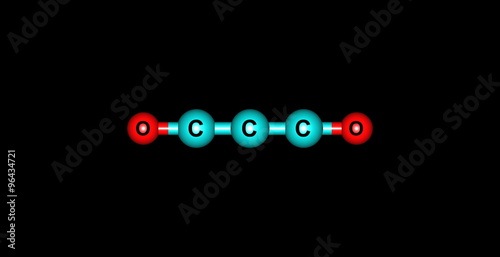 Carbon suboxide molecule isolated on black photo