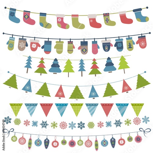 Christmas flags and garland set