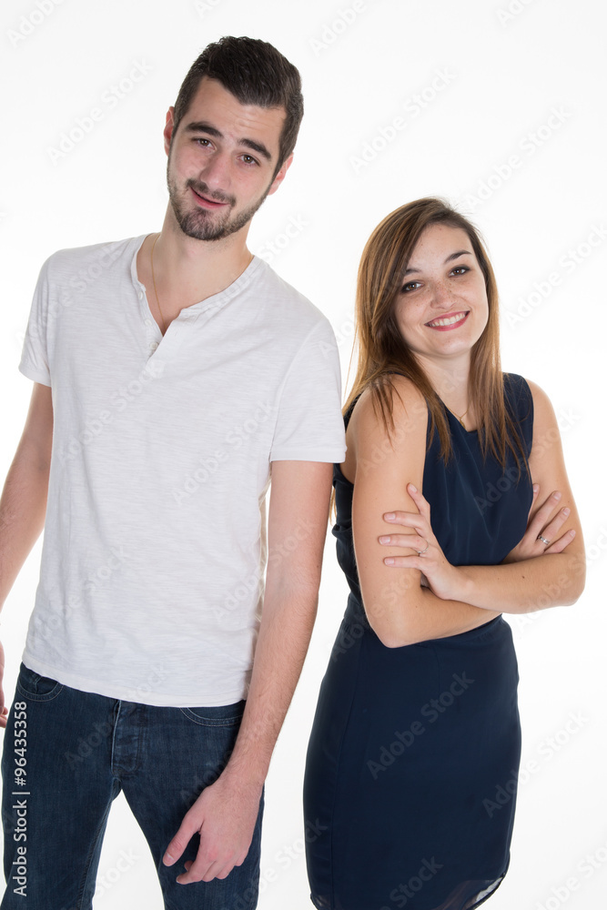 Portrait of happy couple isolated . Attractive man and woman being playful. Portrait of happy couple isolated . Attractive man and woman being playful.