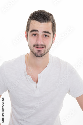 Bright picture of handsome man in white shirt