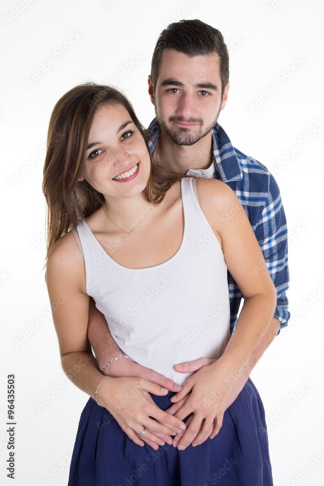 Portrait of a joyful young couple. Isolated on white background Portrait of a joyful young couple. Isolated on white background
