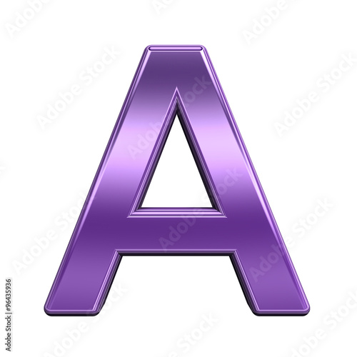 One letter from shiny purple alphabet set, isolated on white. Computer generated 3D photo rendering.