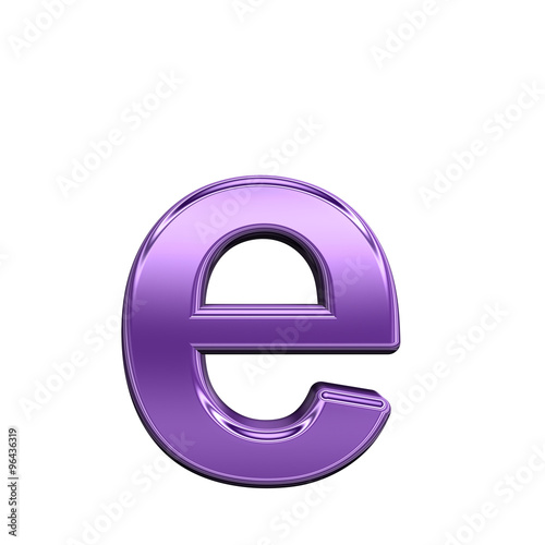 One lower case letter from shiny purple alphabet set, isolated on white. Computer generated 3D photo rendering.