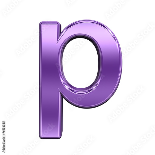 One lower case letter from shiny purple alphabet set, isolated on white. Computer generated 3D photo rendering.