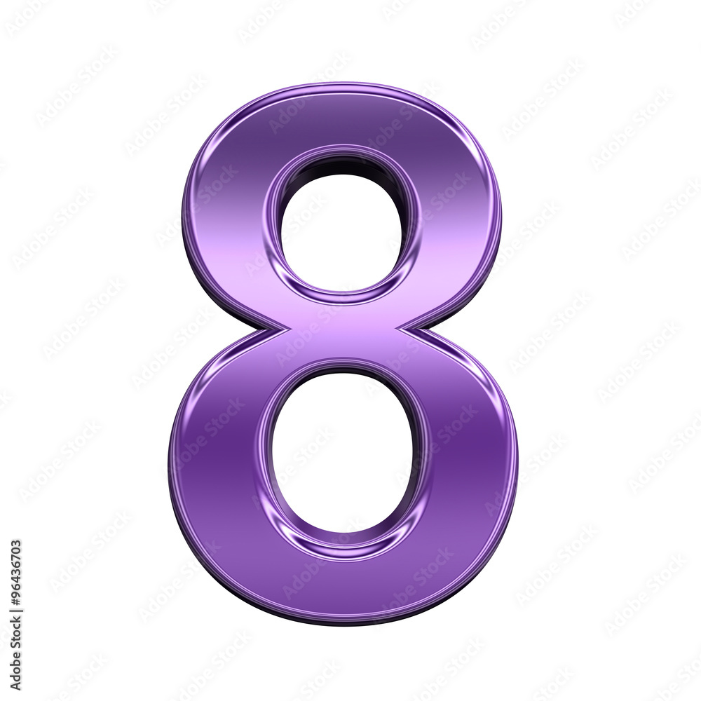 One digit from shiny purple alphabet set, isolated on white. Computer generated 3D photo rendering. One digit from shiny purple alphabet set, isolated on white. Computer generated 3D photo rendering.