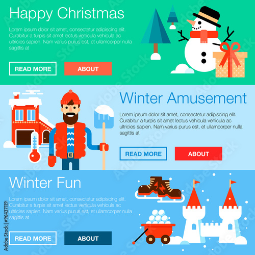 Web banners with winter leisure symbols © Oleg and Polly