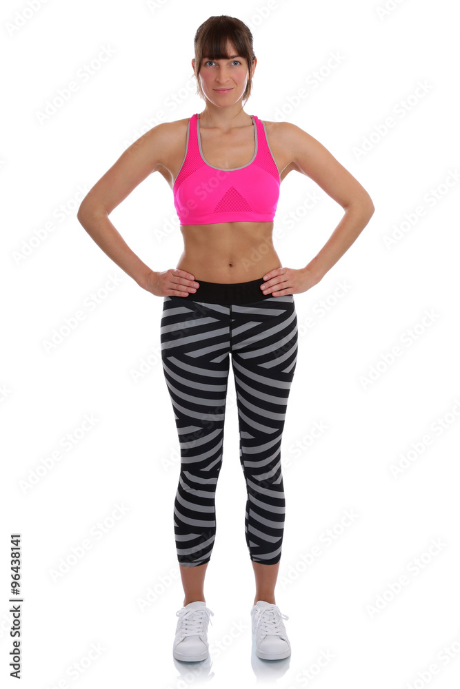 Fitness Sport Frau stehen fit schlank Ganzkörper Freisteller Fitness Sport Frau stehen fit schlank Ganzkörper Freisteller
