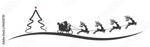 christmas tree santa claus reindeer sleigh red stars
