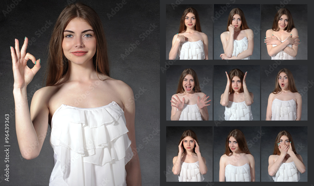 Obraz premium Womanl showing different emotions