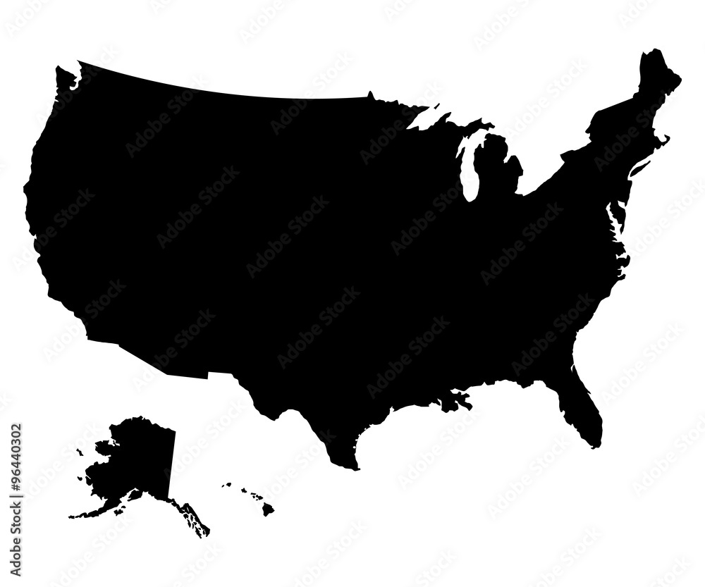 USA black map on white background vector USA black map on white background vector