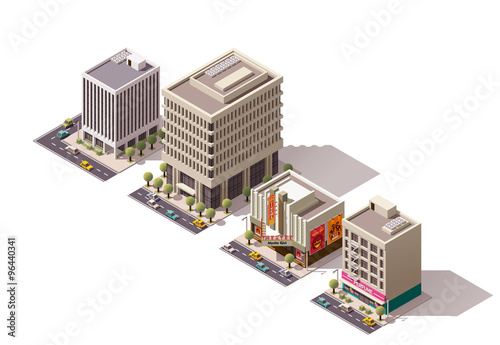 Vector isometric buildings set