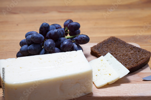 cheese, grapes and bread