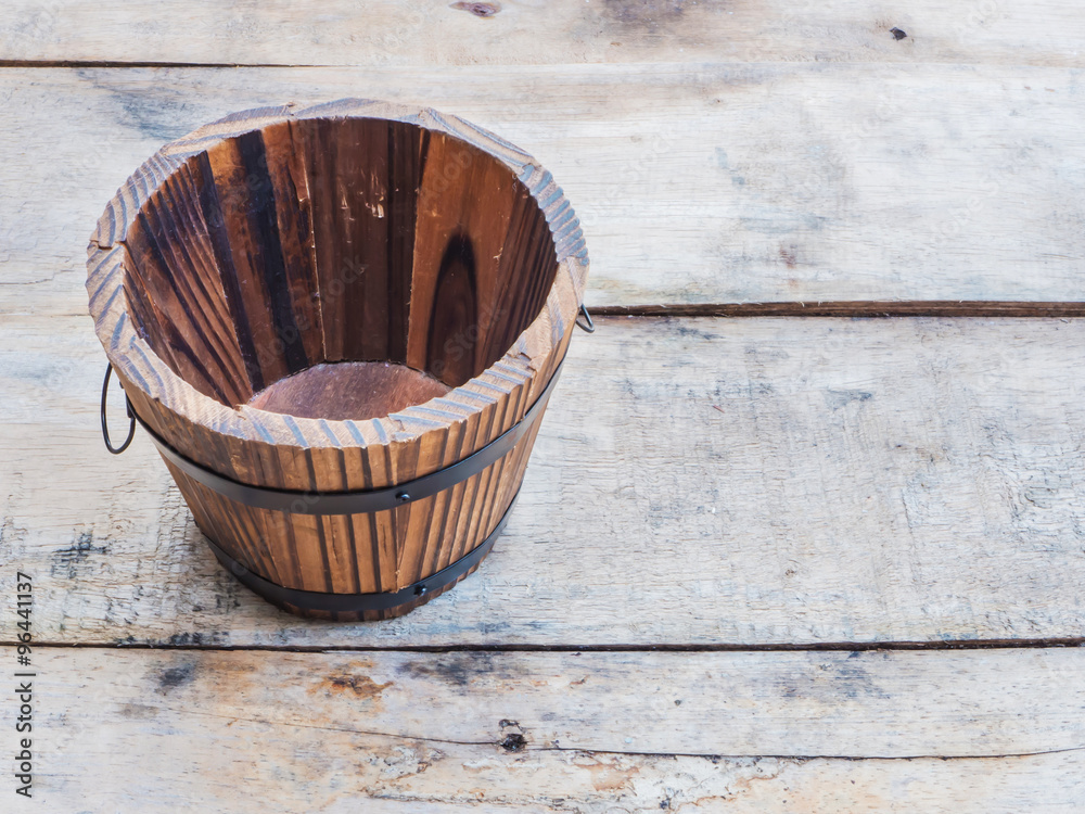 empty wooden barrel or bucket empty wooden barrel or bucket