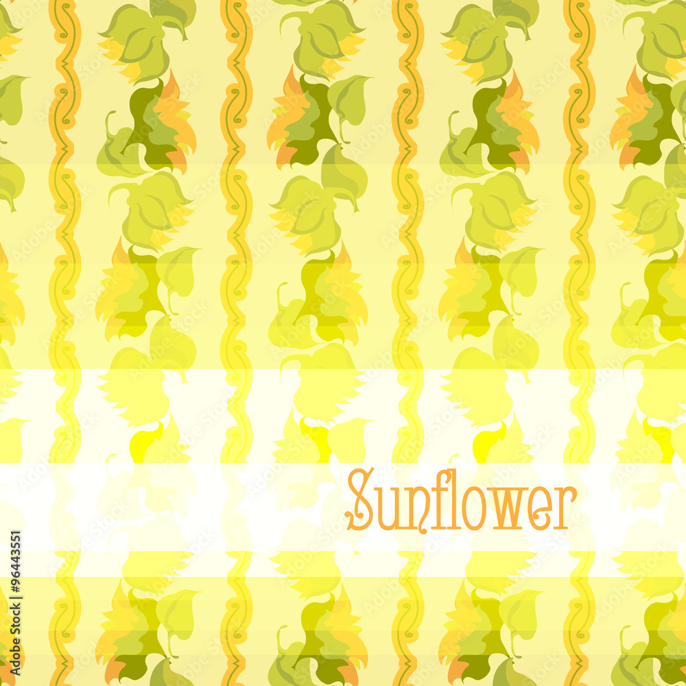 Sunflower border pattern background with light yellow text place