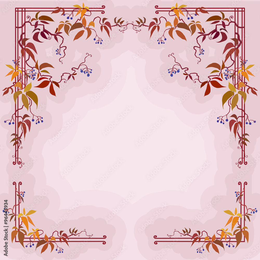Autumn wild grape branches and leaves in pastel background. Autumn wild grape branches and leaves in pastel background.