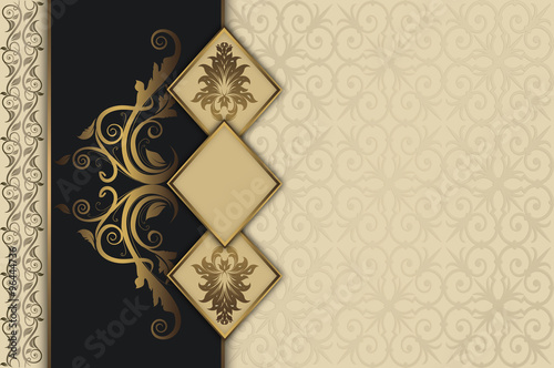 Decorative vintage background with gold frames. photo