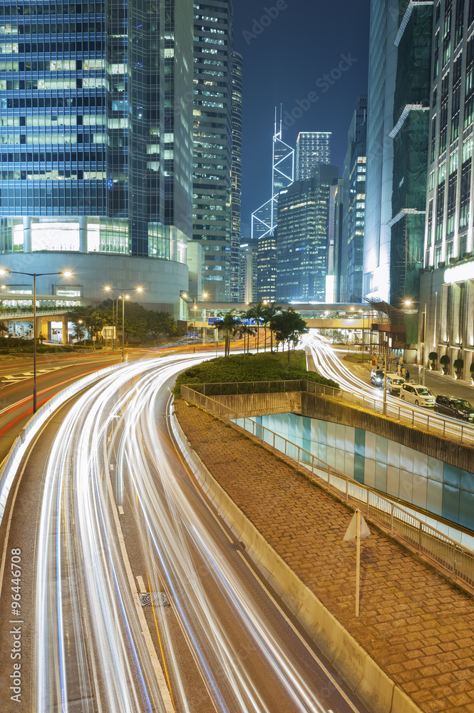 Fototapeta premium Night Traffic in Hong Kong City