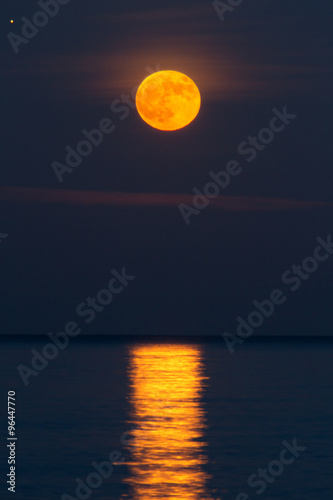Moonrise over Lake Michigan photo