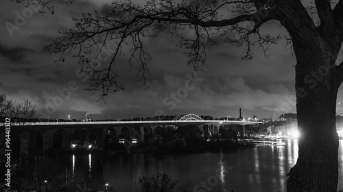 black & white time-lapse bridge liljeholmen photo