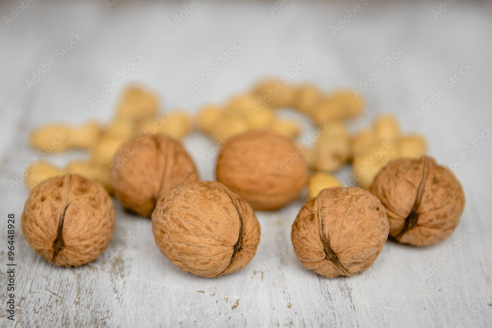 Nuts, peanut, walnut. It can be used as a background